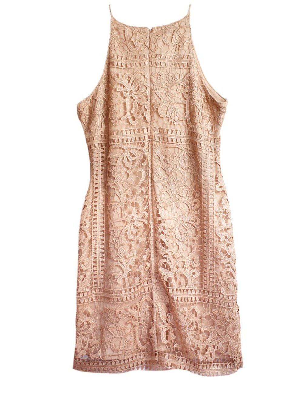 Marina Dress Guipure Lace Sexy Bodycon Sleeveless Frock, Peach, Size 14 NEW - Picture 5 of 6